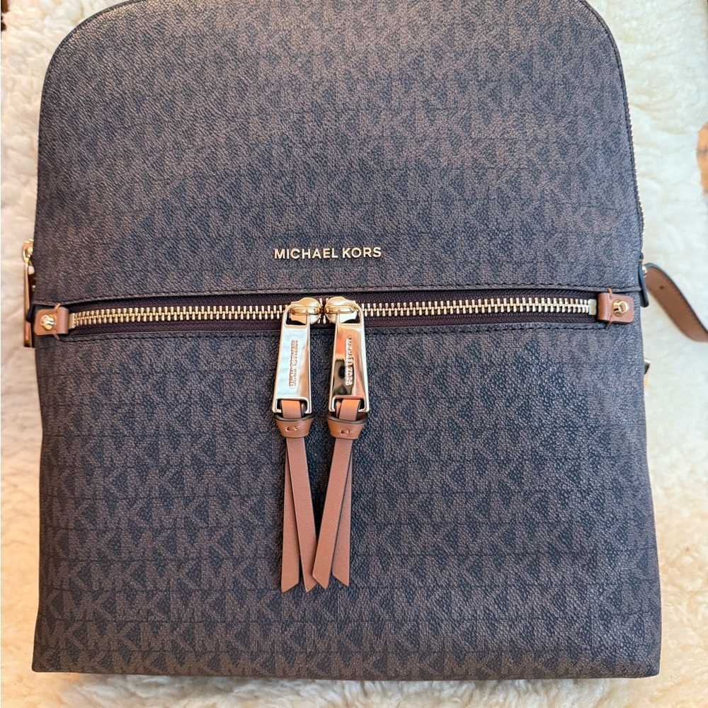 Michael Kors Rhea Zip Brown Backpack